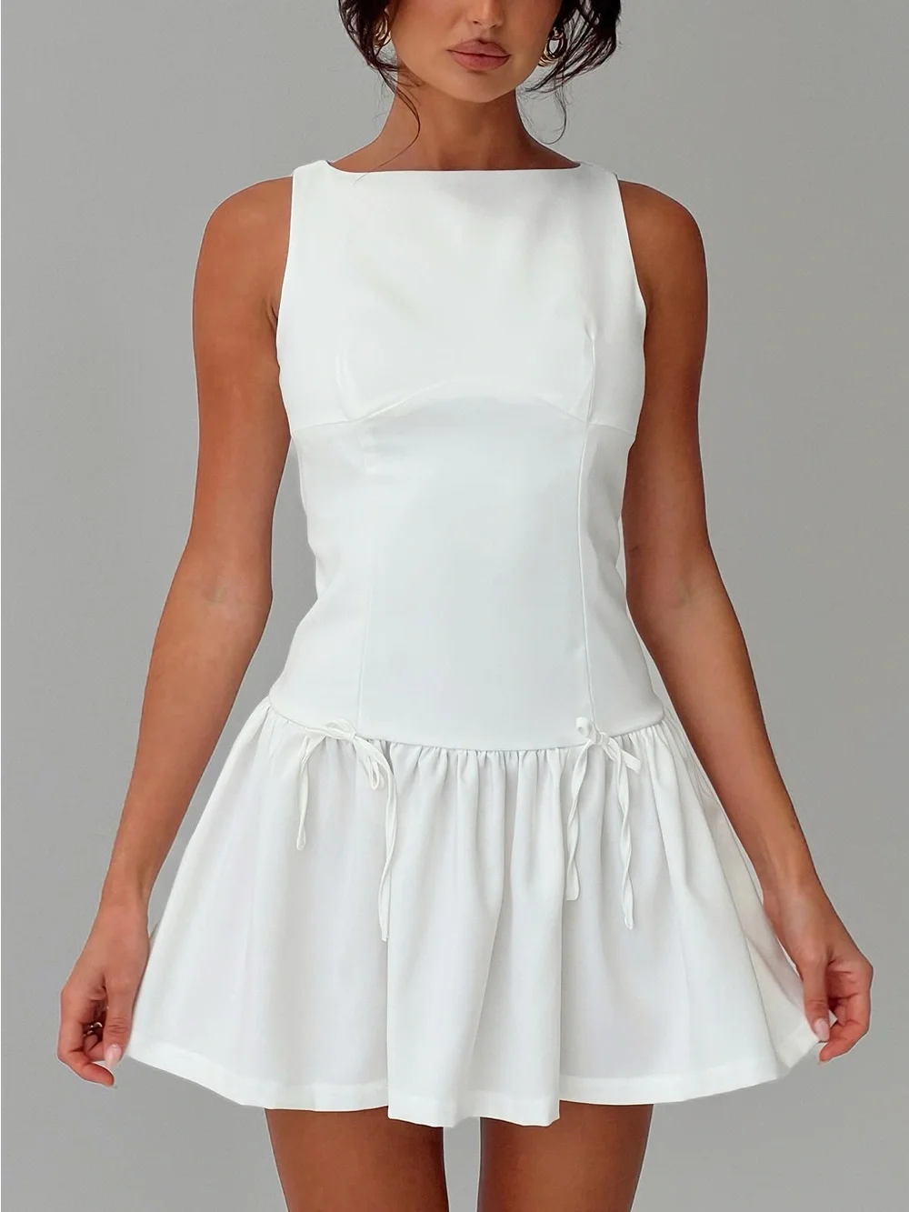 Coquette Elegant Millenne Princess Polly White Mini Dress with Bows